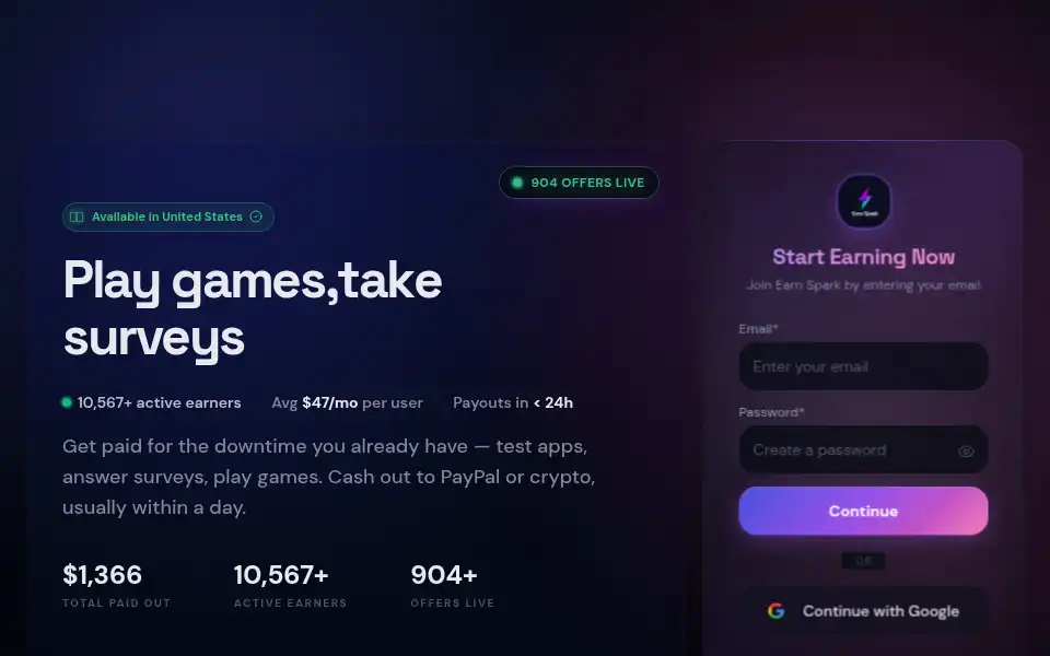 Screenshot of earnspark.co