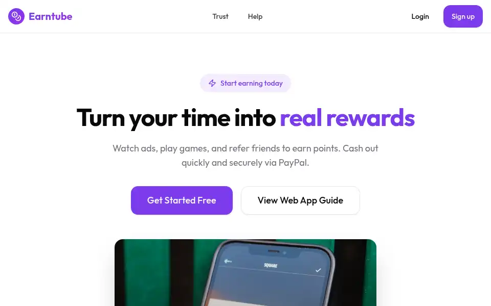 Screenshot of earntube.org