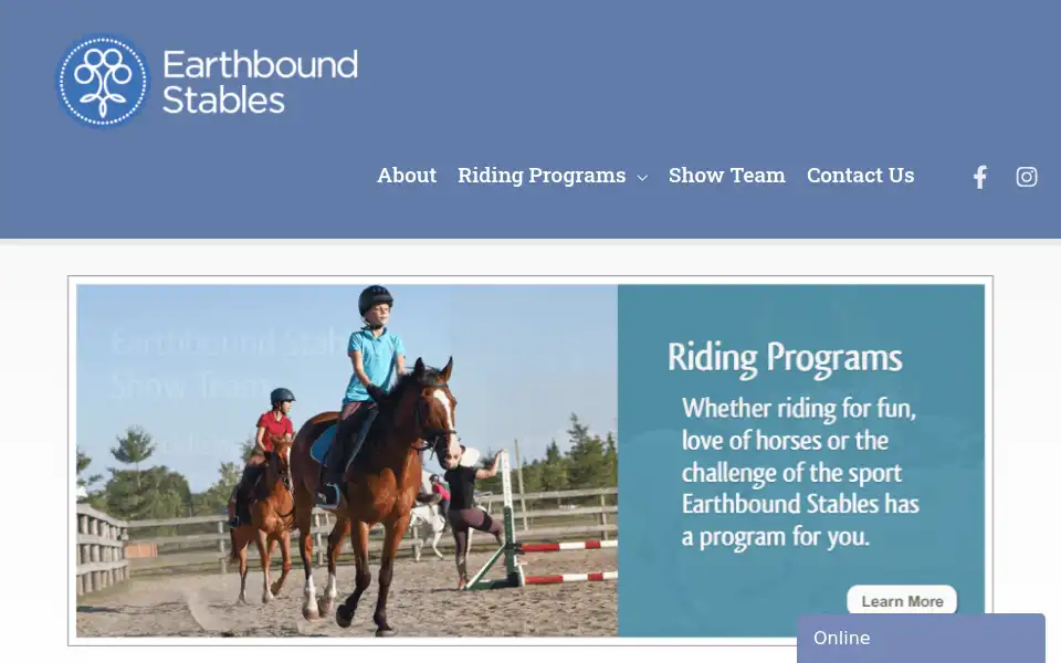 Screenshot of earthboundstables.ca