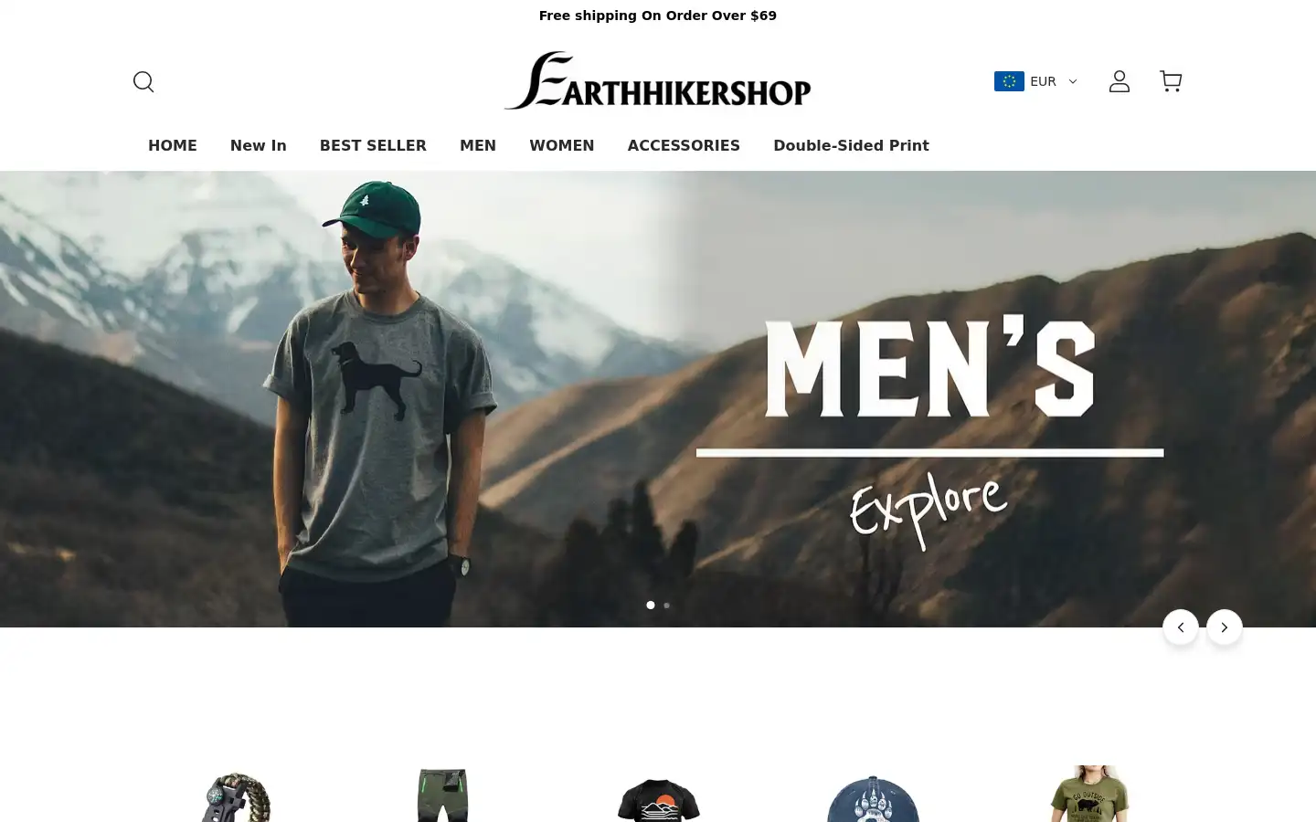 Screenshot of earthhikershop.com