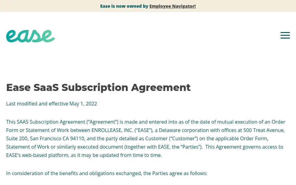 Screenshot of ease.com
