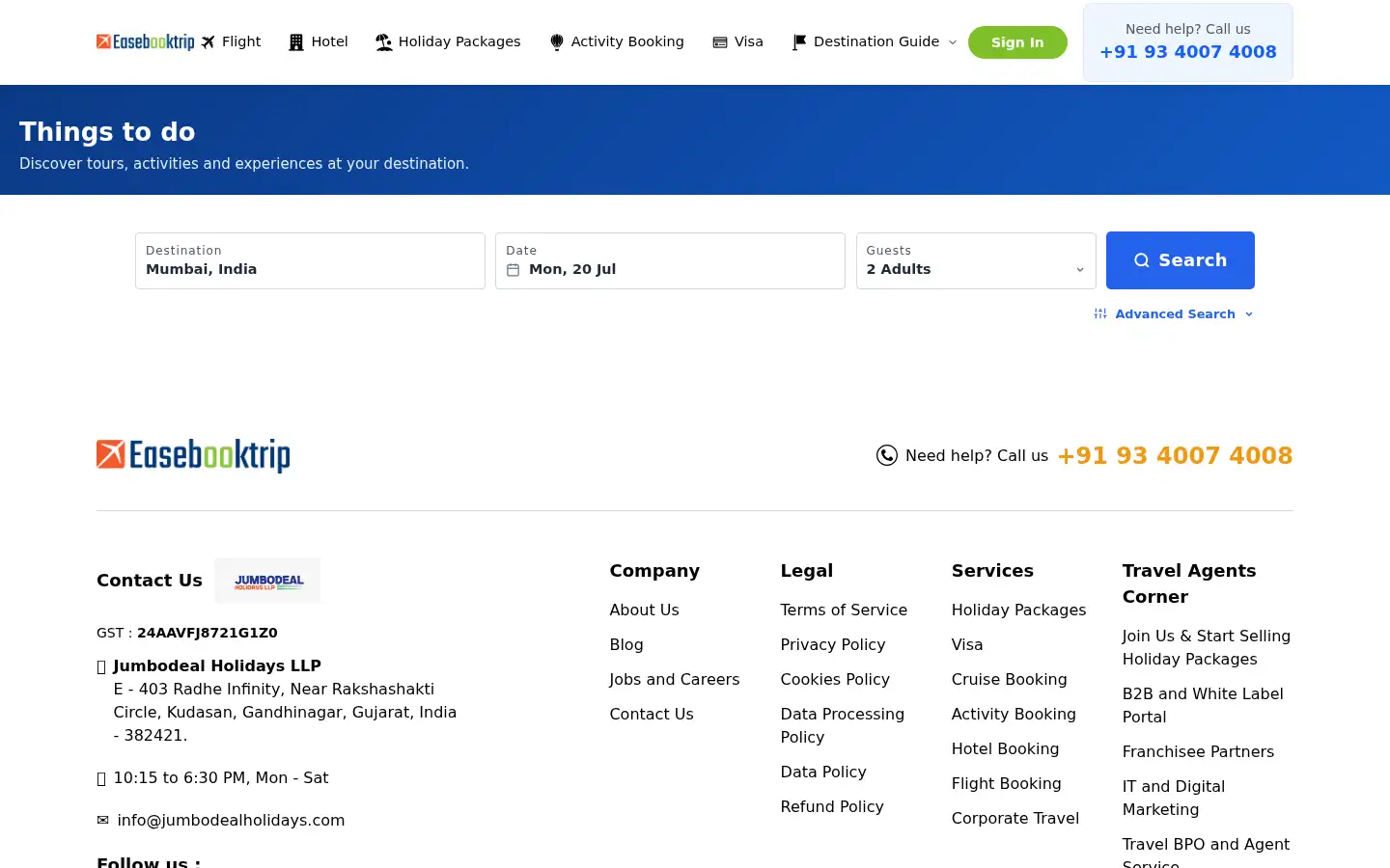 Screenshot of easebooktrip.com