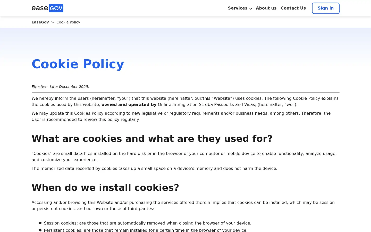 Screenshot of easegov.com