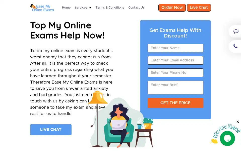 Screenshot of easemyonlineexams.com