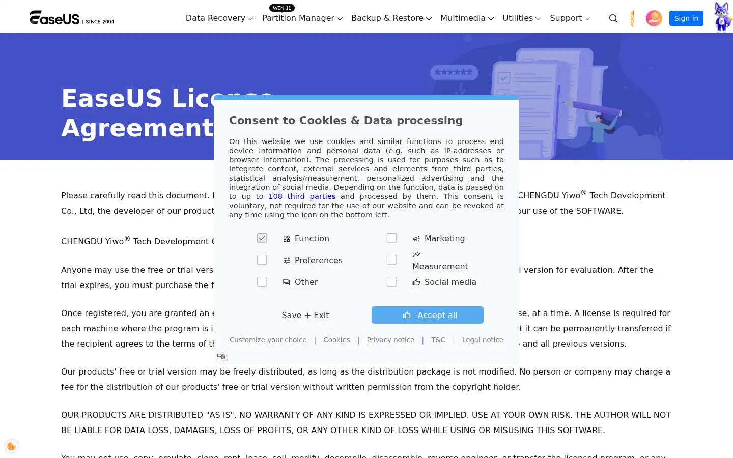 Screenshot of easeus.com