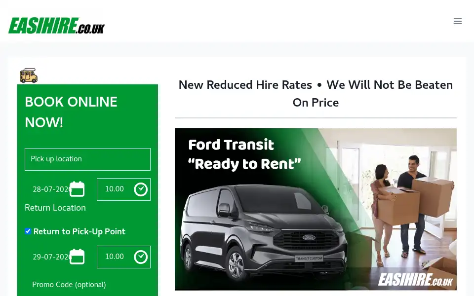 Screenshot of easihire.co.uk