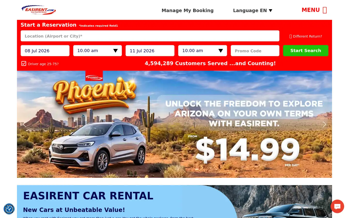 Screenshot of easirent.com