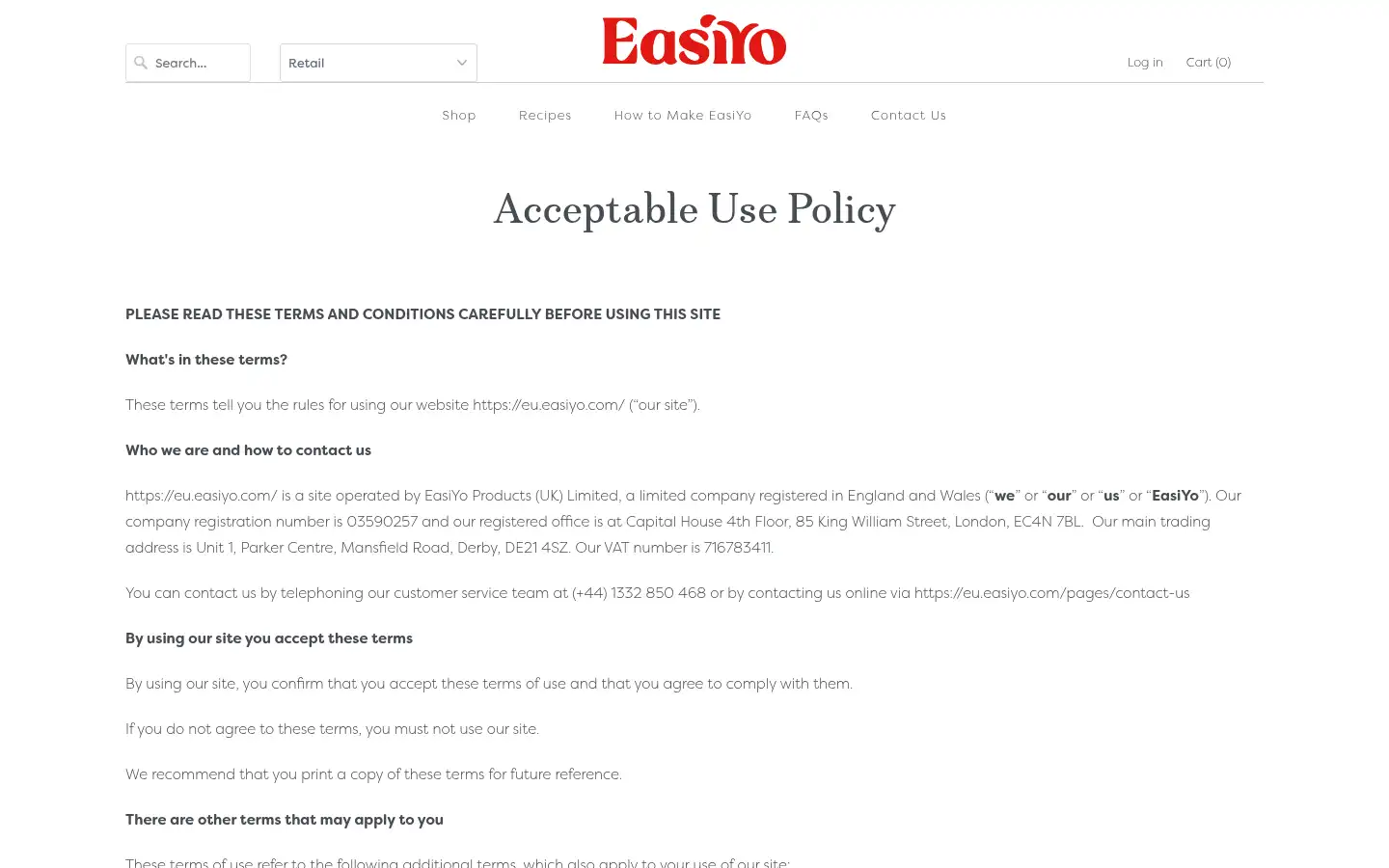 Screenshot of easiyoshop.co.uk