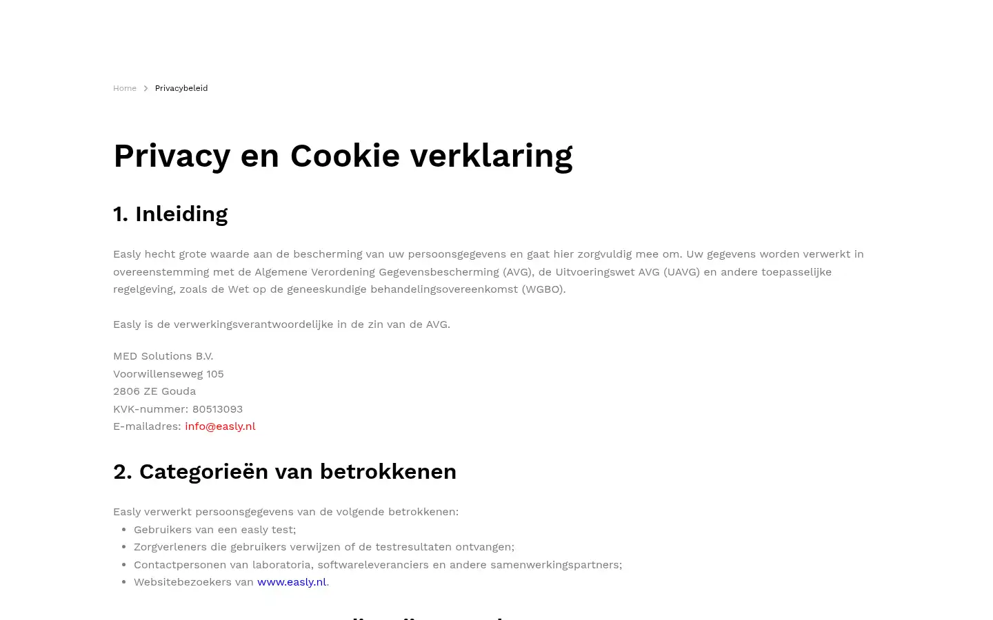 Screenshot of easly.nl