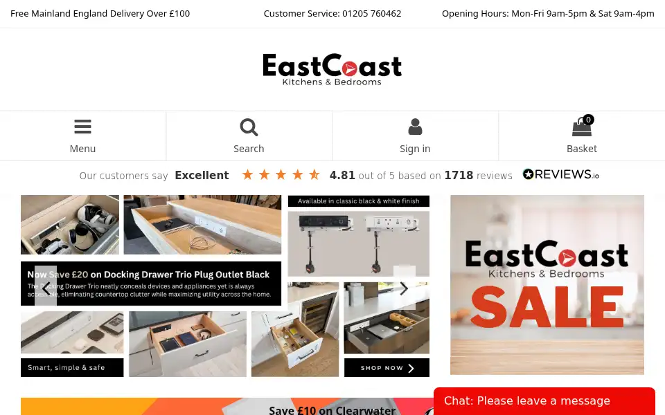 Screenshot of eastcoastkitchens.co.uk