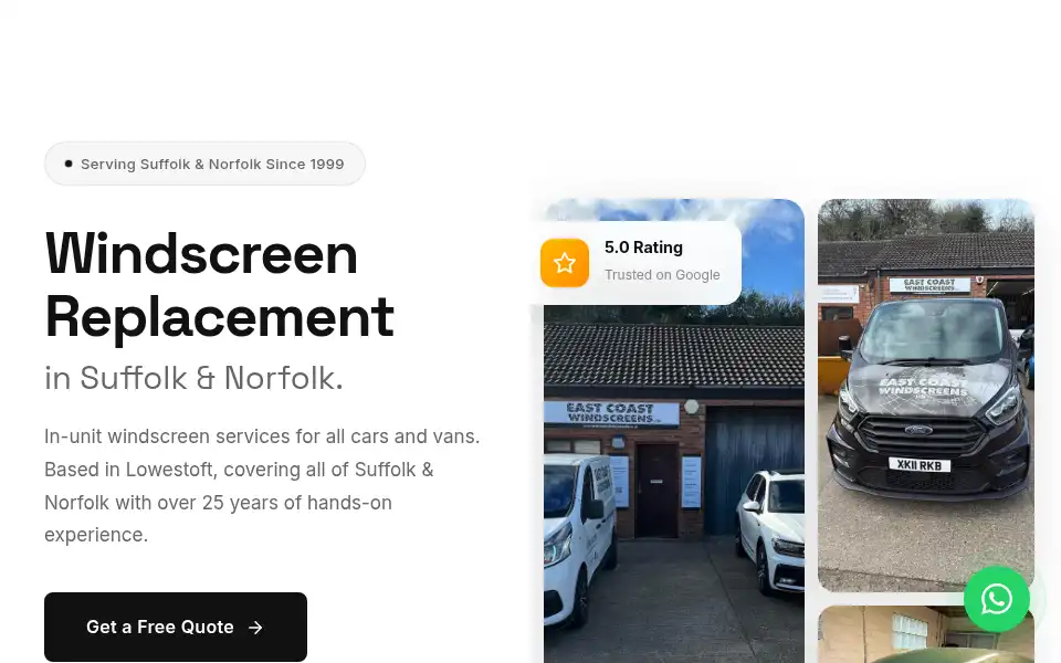 Screenshot of eastcoastwindscreensltd.co.uk