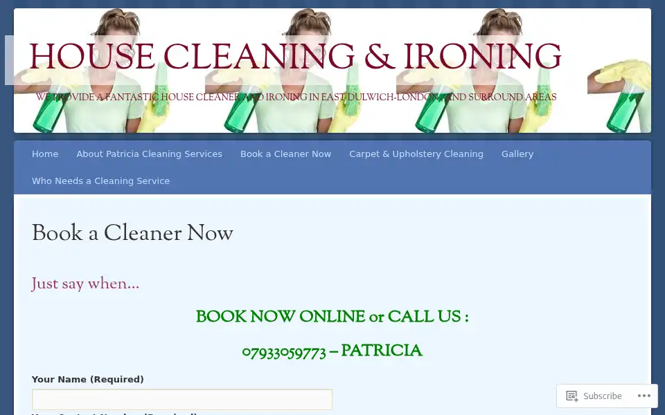 Screenshot of eastdulwichcleaning.co.uk