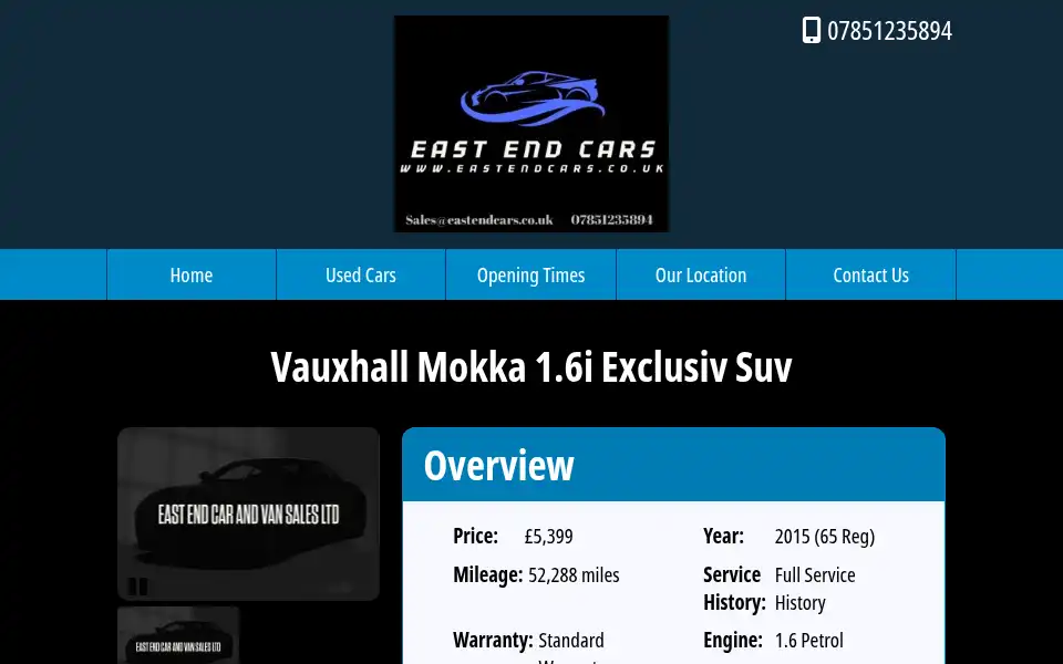Screenshot of eastendcars.co.uk