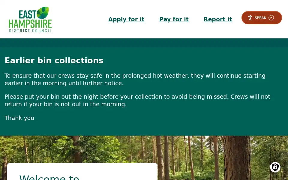 Screenshot of easthants.gov.uk