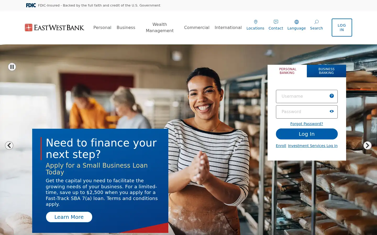Screenshot of eastwestbank.com