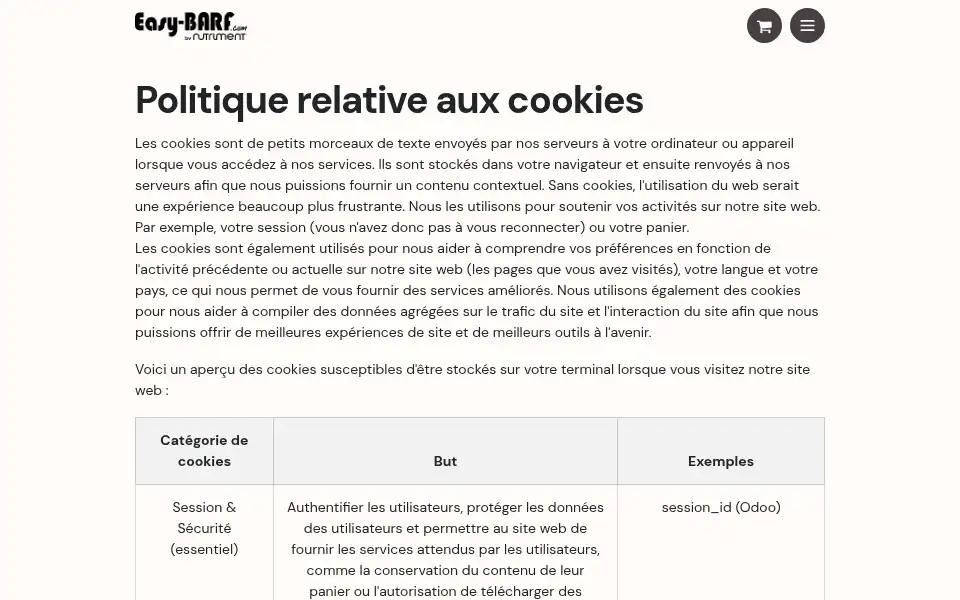 Screenshot of easy-barf.com