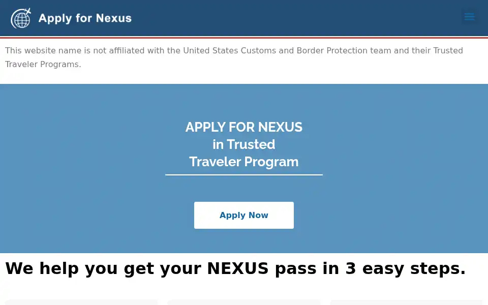 Screenshot of easy-nexus-pass.com