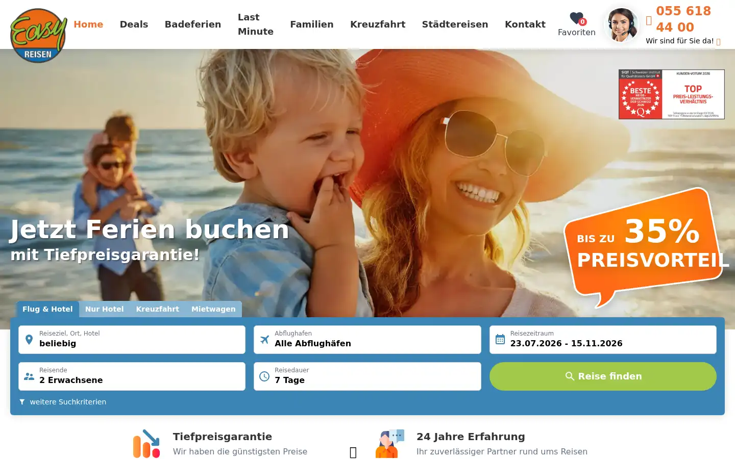 Screenshot of easy-reisen.ch