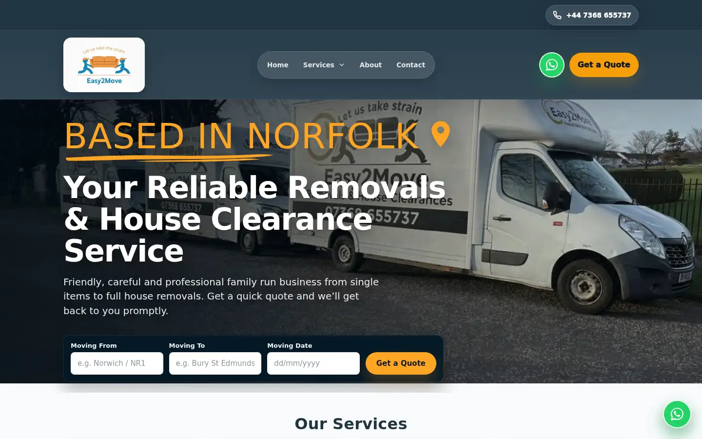 Screenshot of easy2moveremovals.co.uk