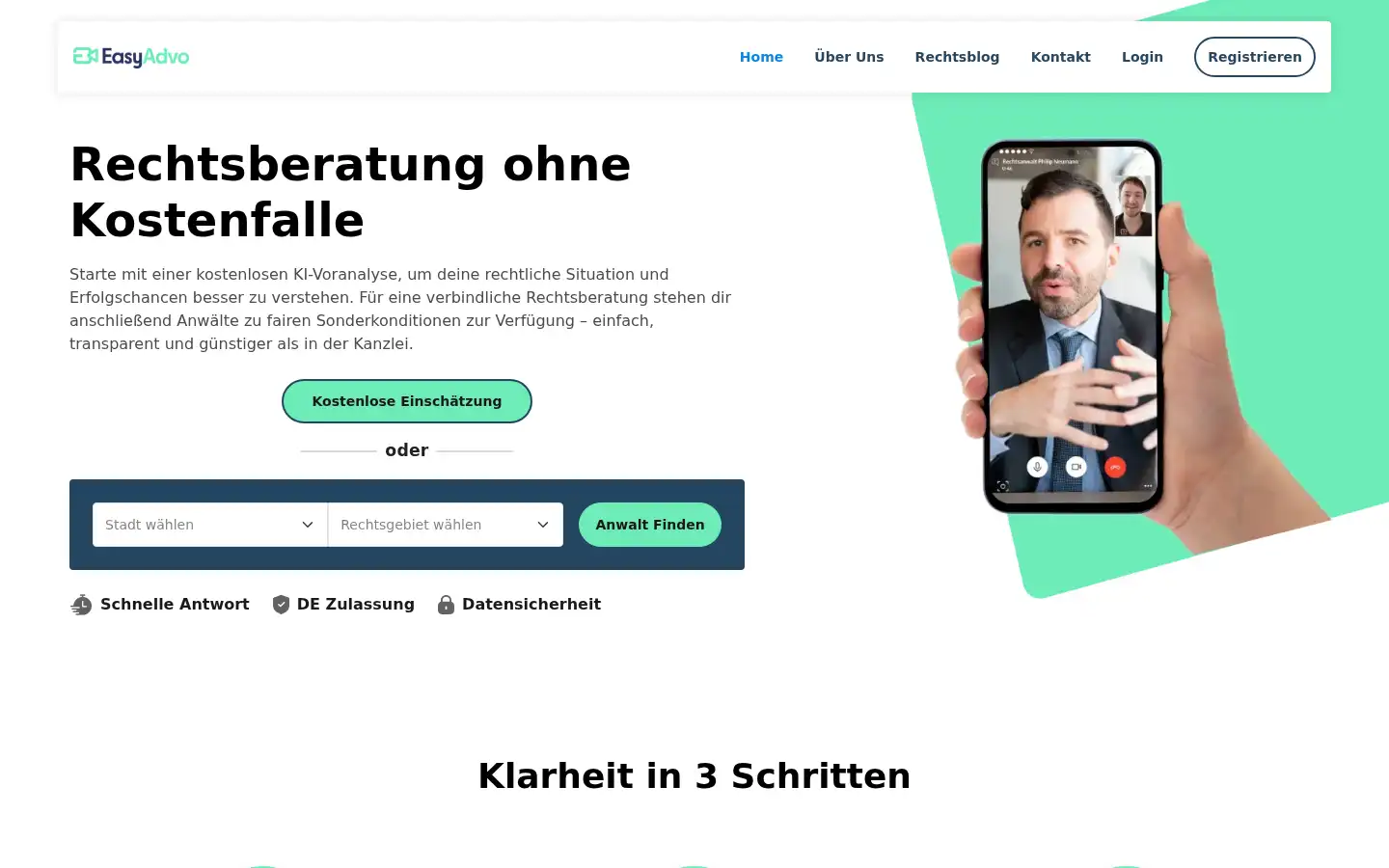 Screenshot of easyadvo.de
