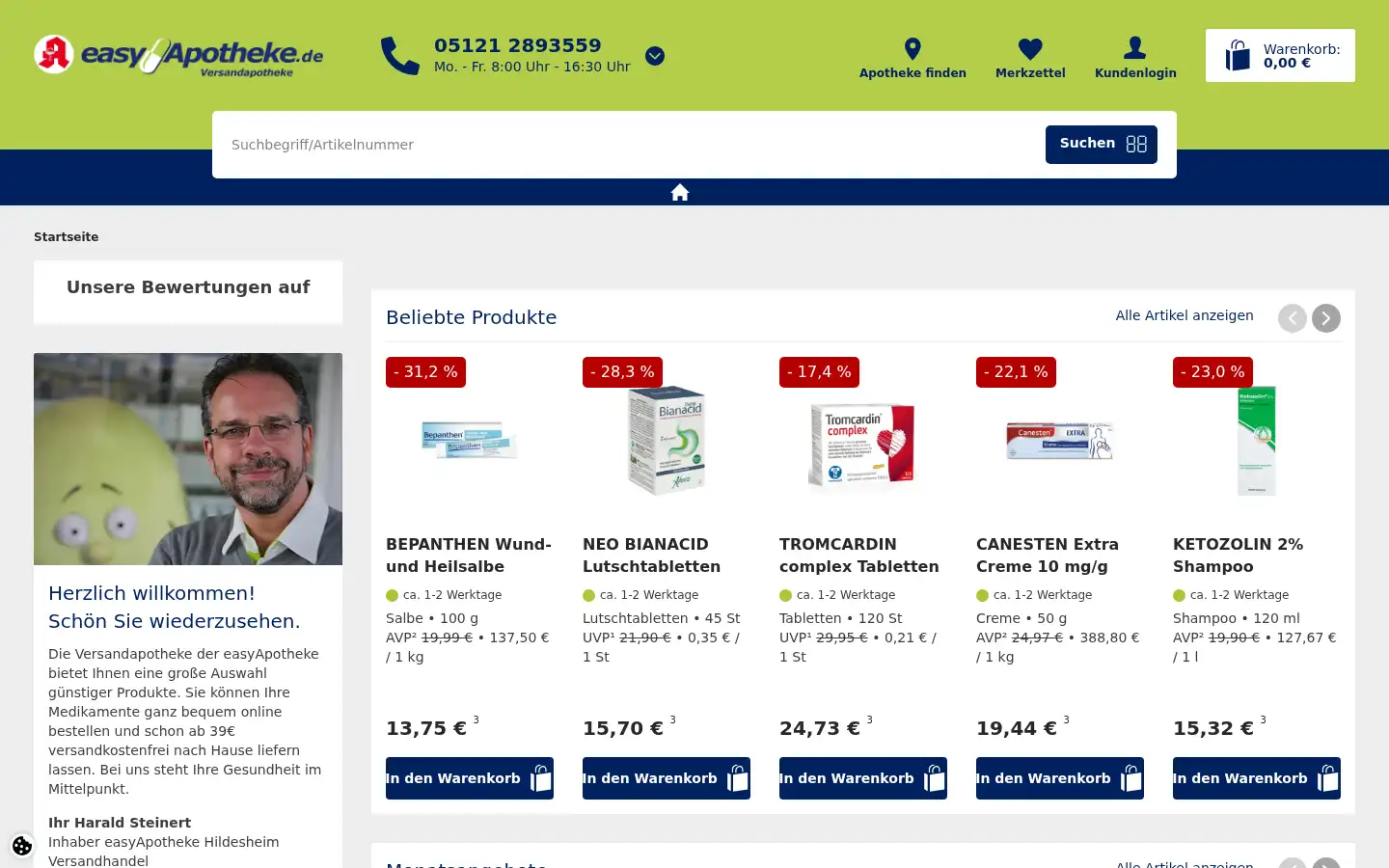 Screenshot of easyapotheke.de
