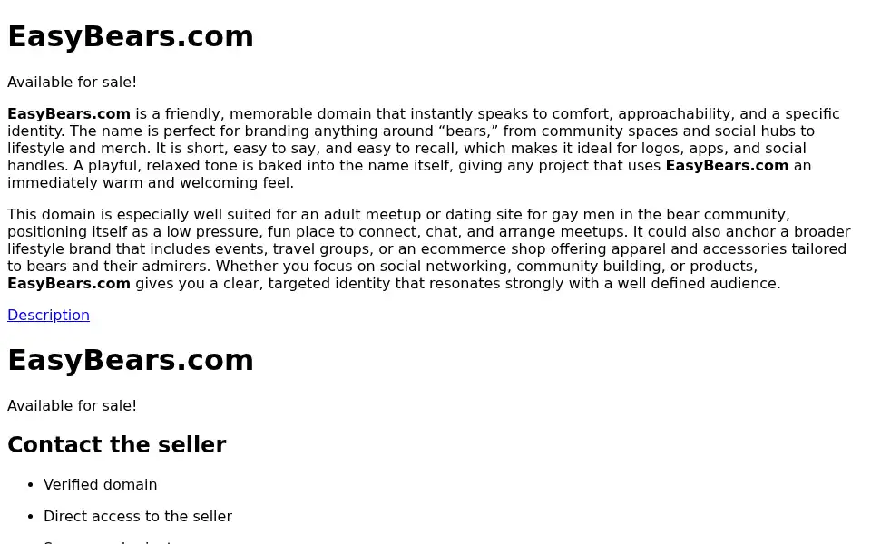 Screenshot of easybears.com