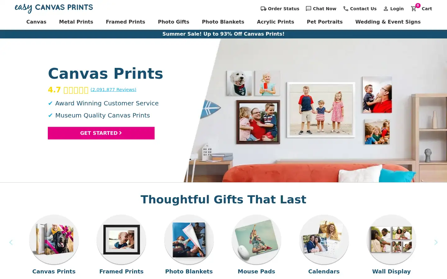 Screenshot of easycanvasprints.com