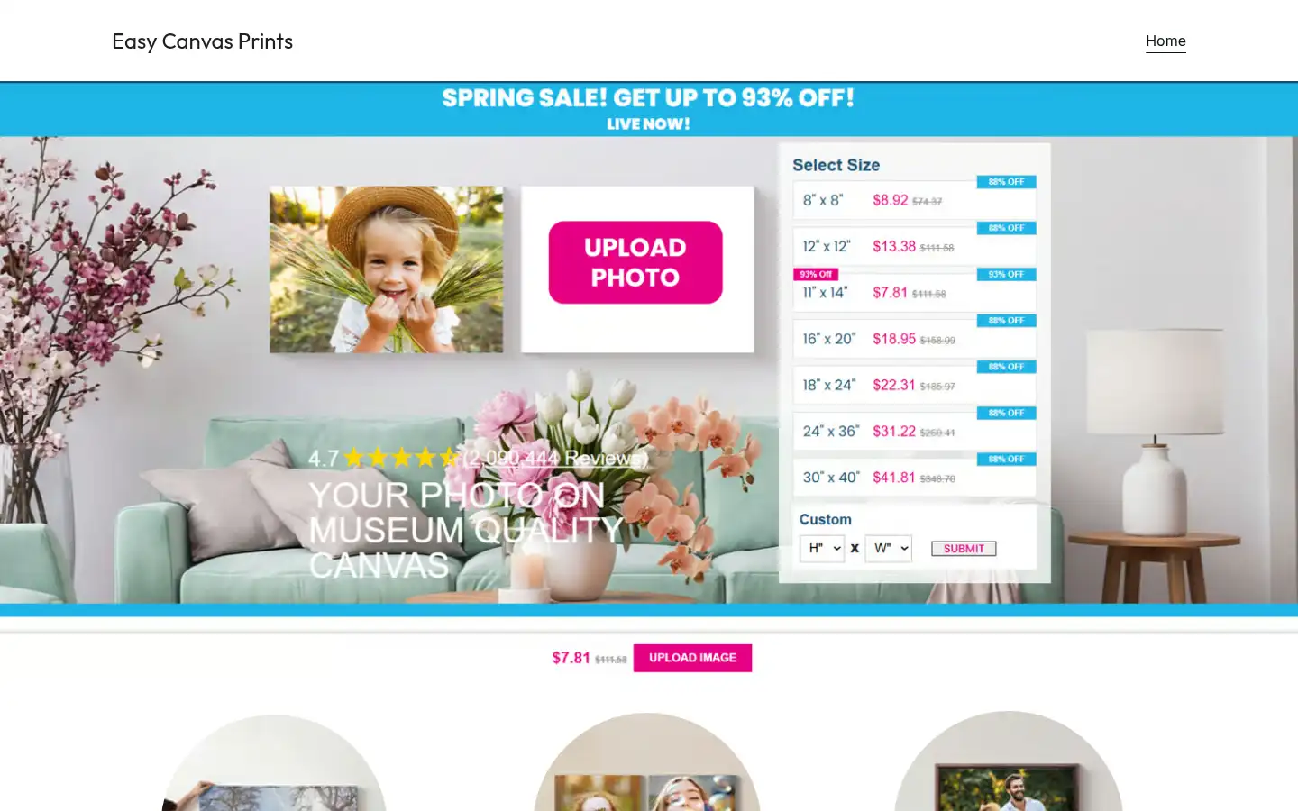 Screenshot of easycanvasprints.online