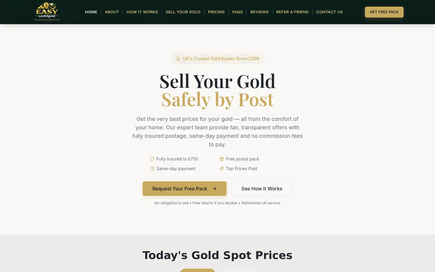 Screenshot of easycash4gold.co.uk