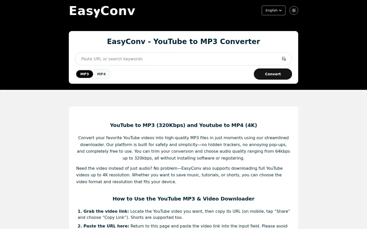 Screenshot of easyconv.net
