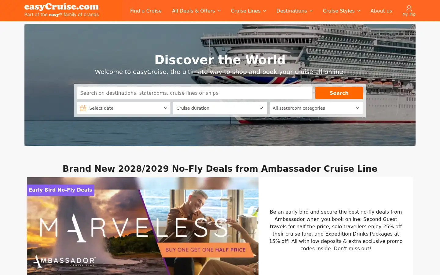 Screenshot of easycruise.com