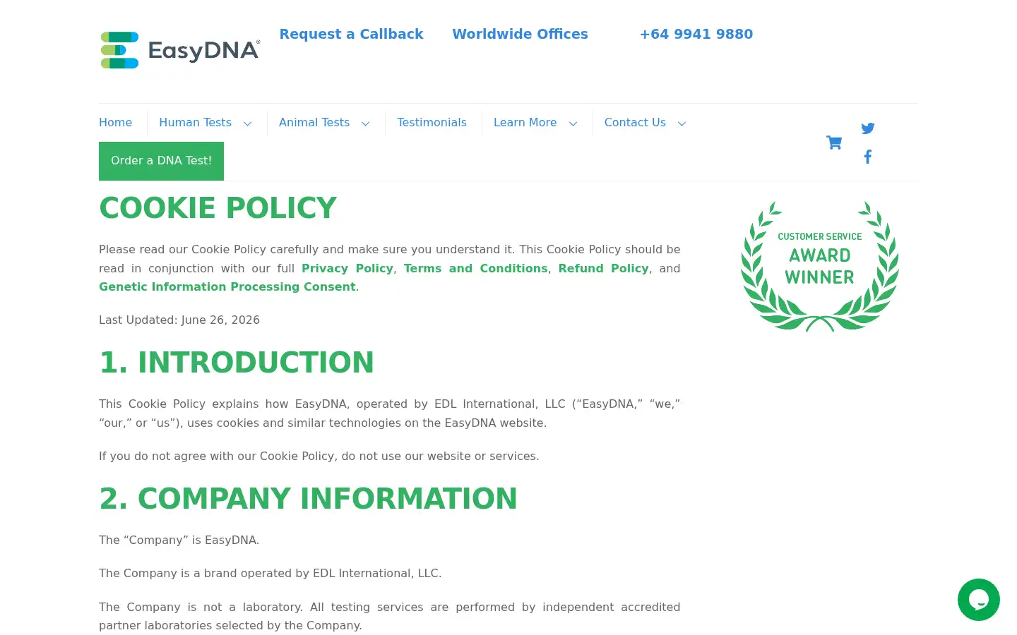 Screenshot of easydna.co.nz
