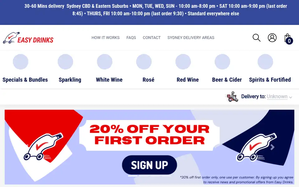 Screenshot of easydrinks.com.au