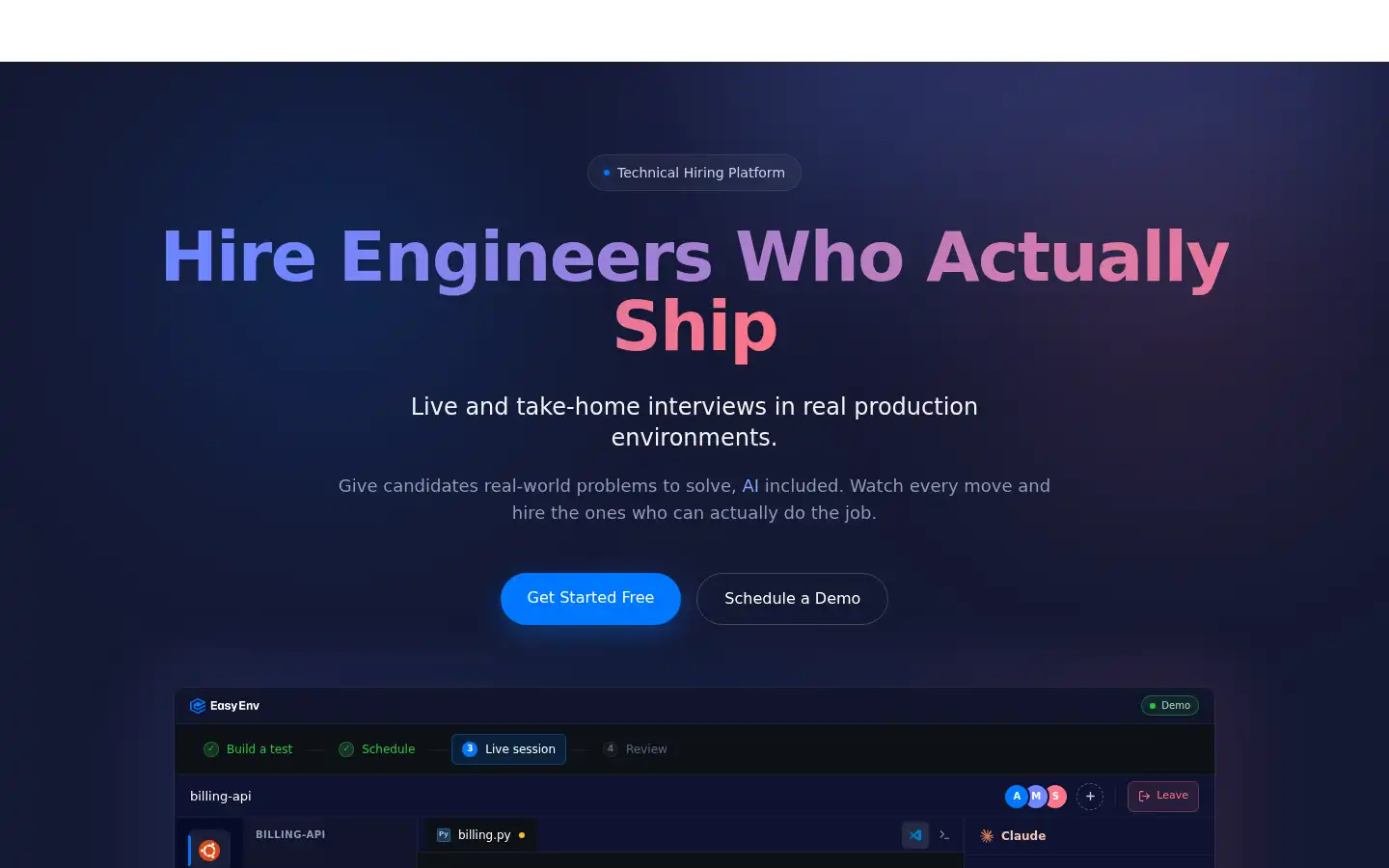 Screenshot of easyenv.io