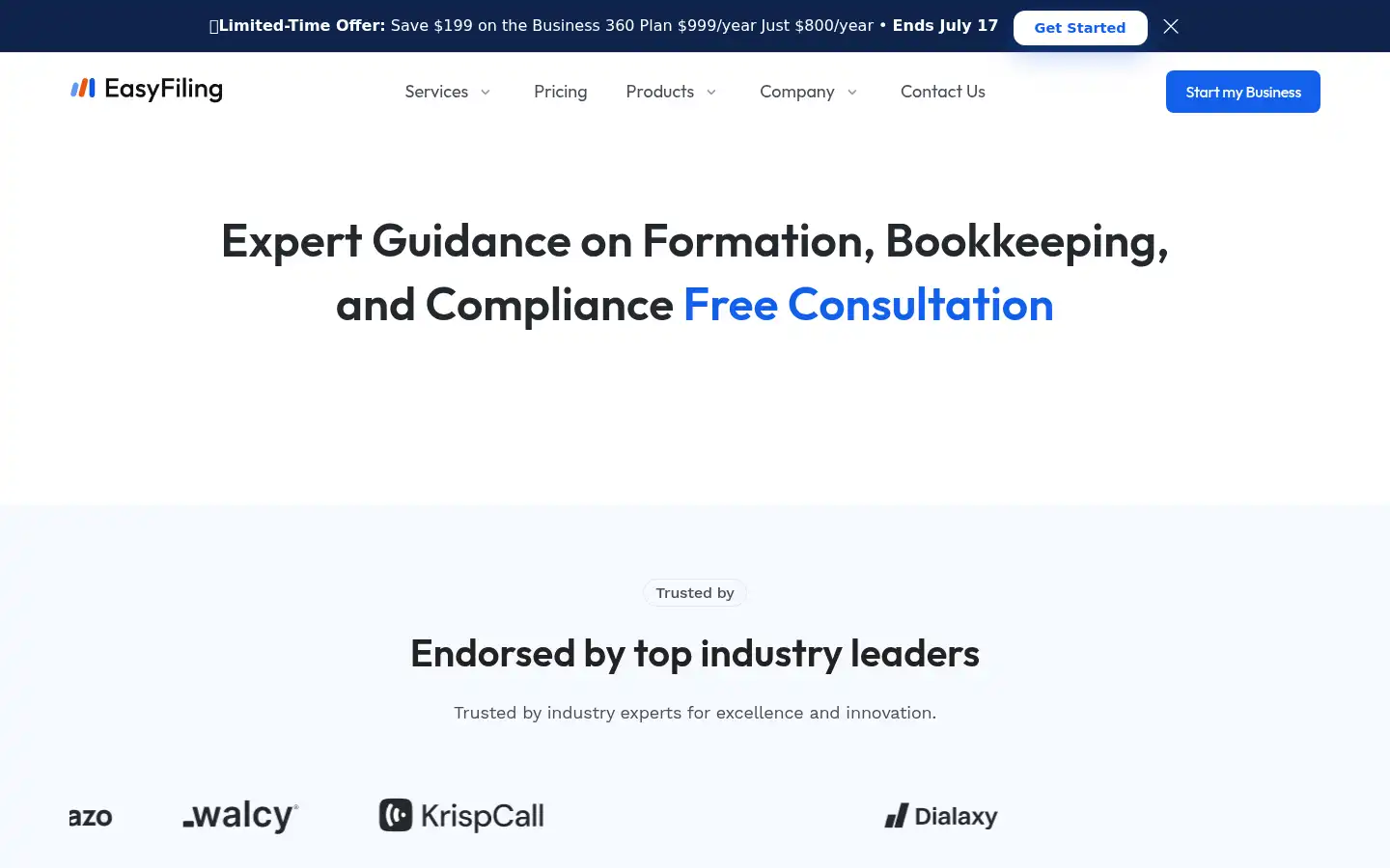 Screenshot of easyfiling.com
