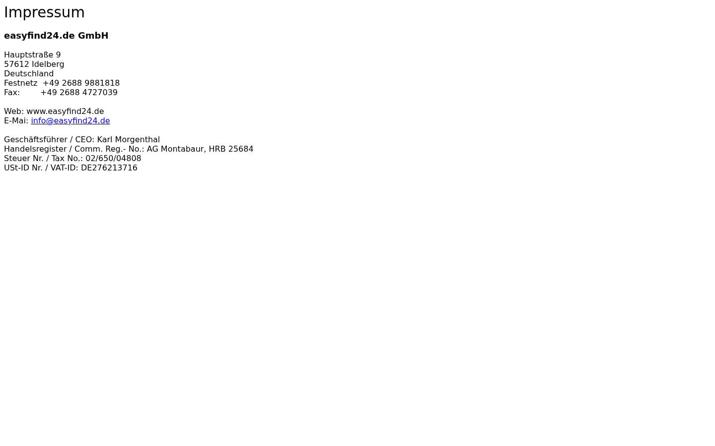 Screenshot of easyfind24.de