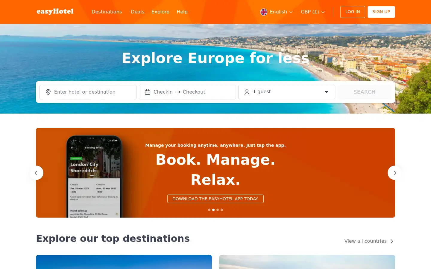 Screenshot of easyhotel.com