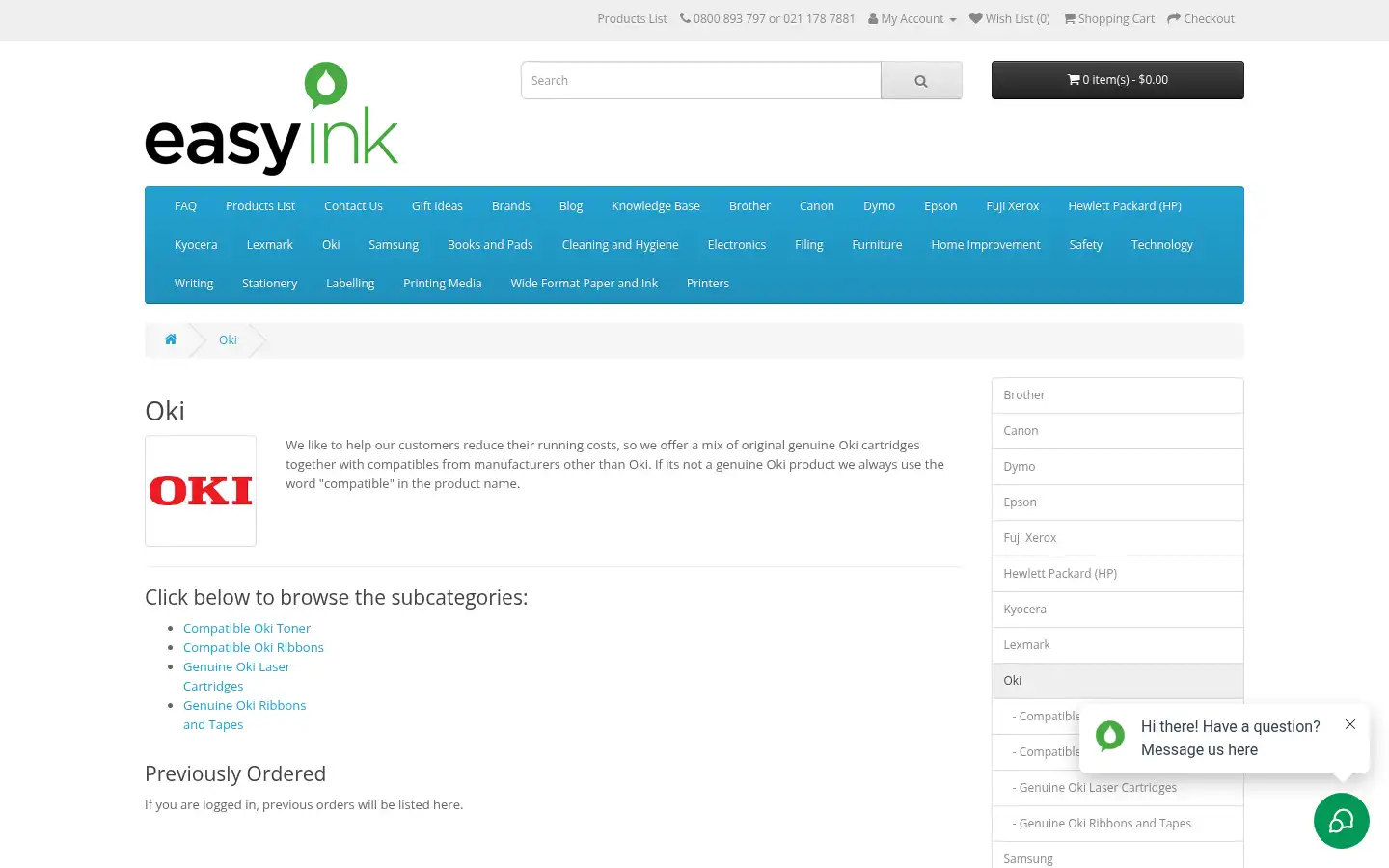 Screenshot of easyink.co.nz