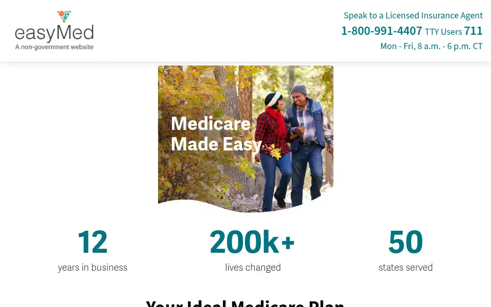 Screenshot of easymedicare.com