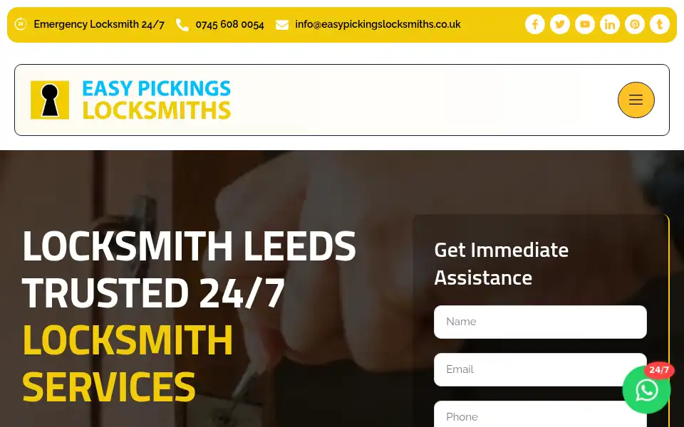 Screenshot of easypickingslocksmiths.co.uk