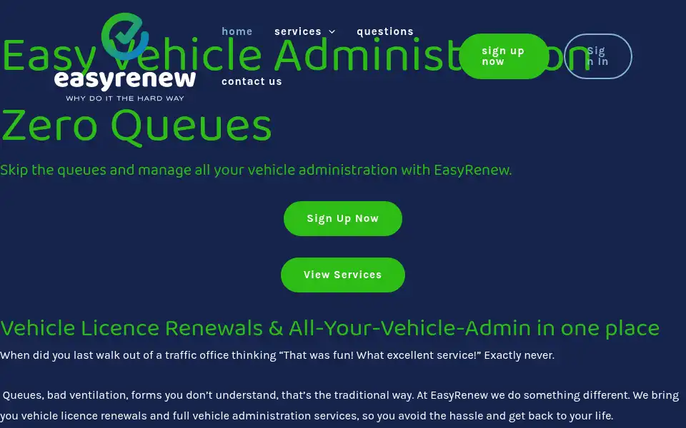 Screenshot of easyrenew.co.za