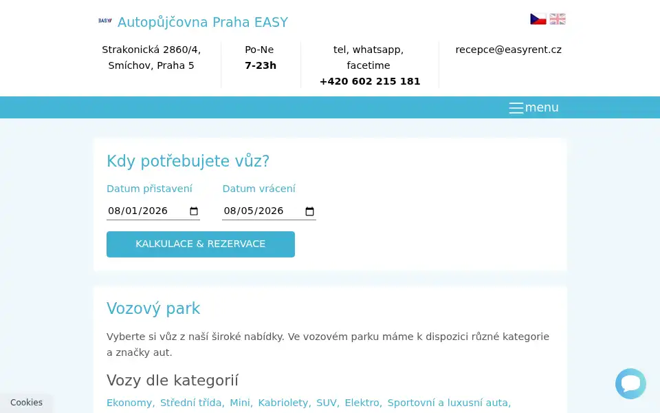 Screenshot of easyrent.cz