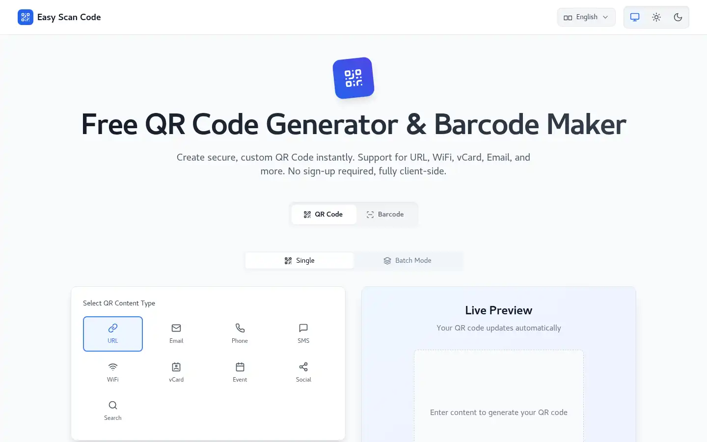 Screenshot of easyscancode.com