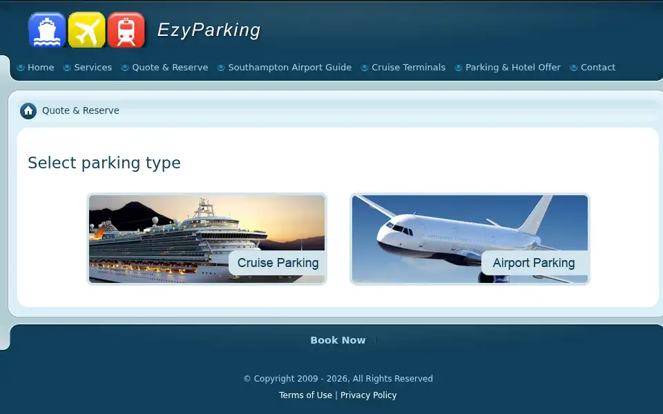 Screenshot of easysecureairportparking.co.uk