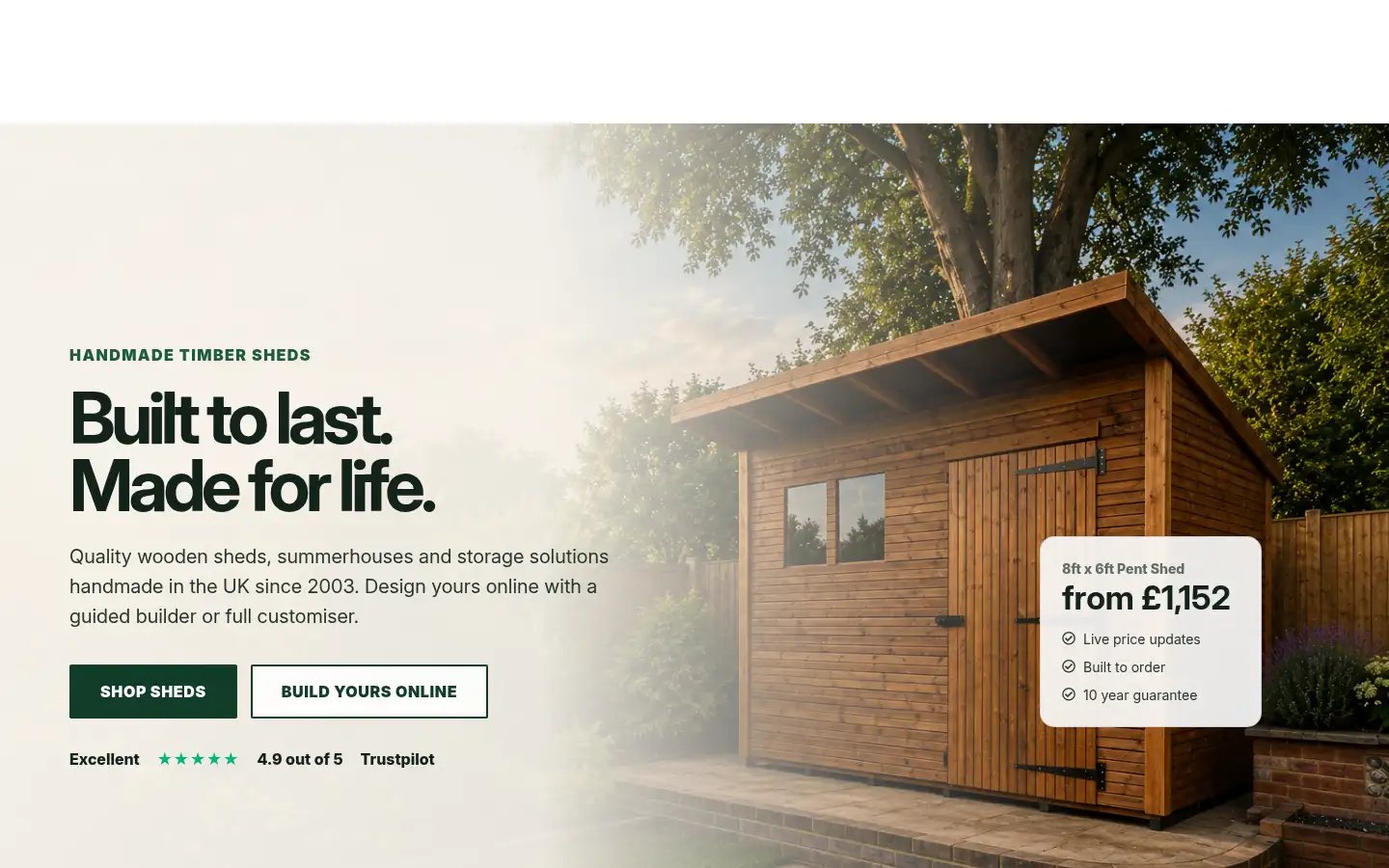 Screenshot of easyshed.co.uk