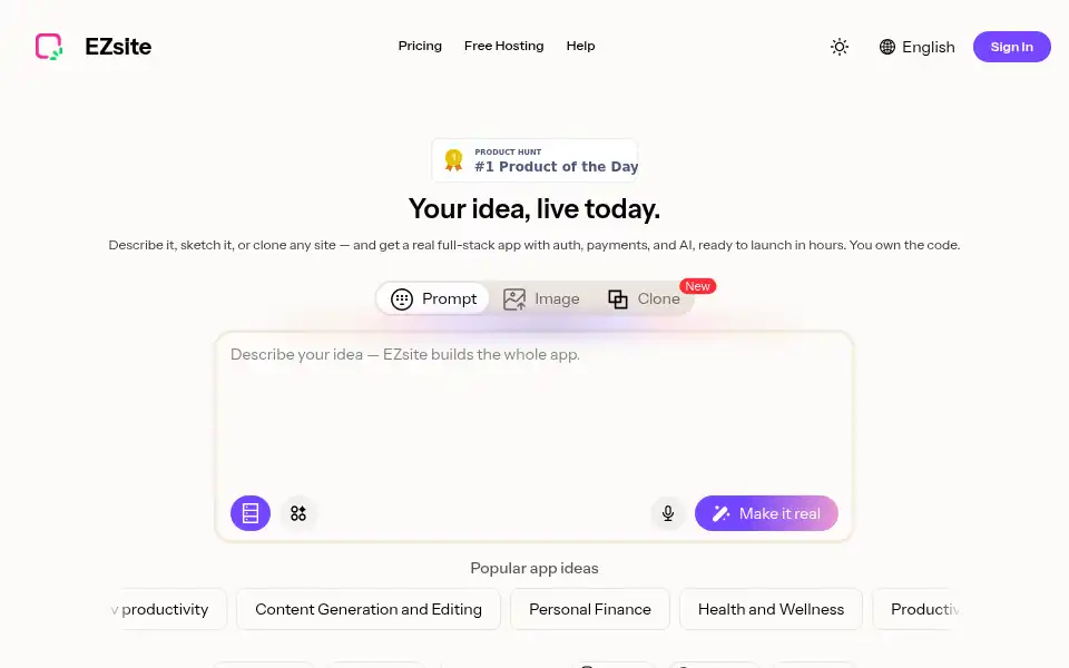 Screenshot of easysite.ai