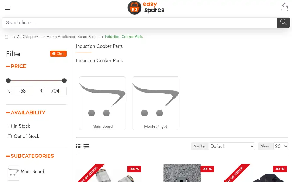 Screenshot of easyspares.in