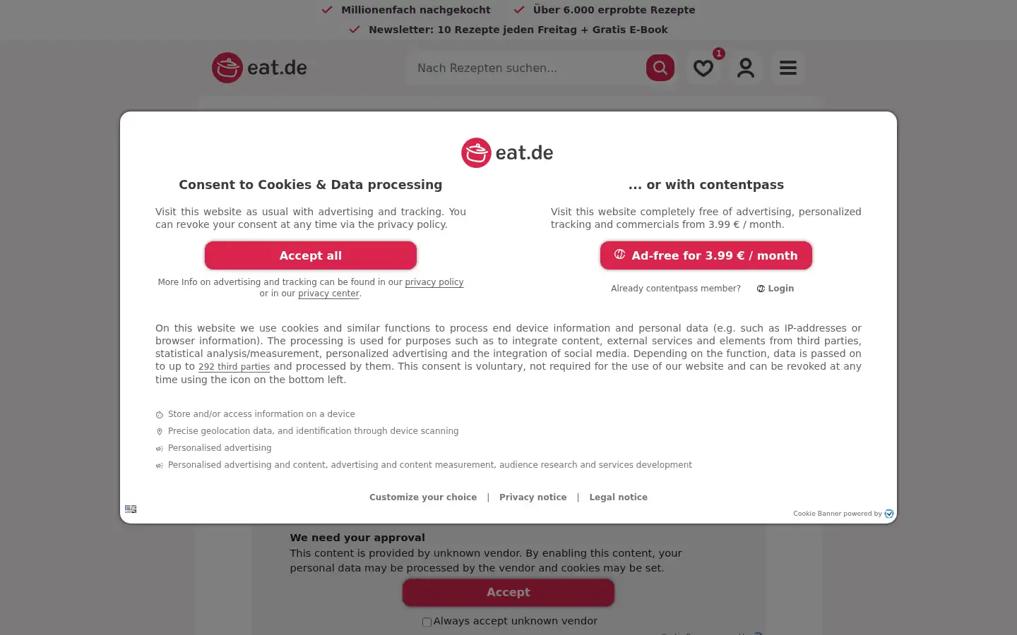 Screenshot of eat.de