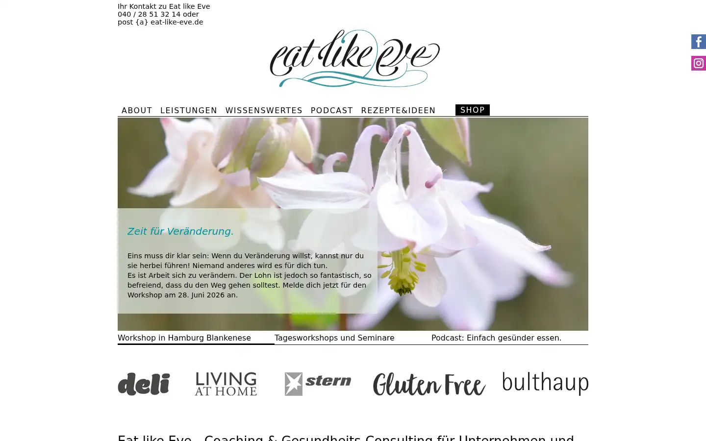 Screenshot of eat-like-eve.de