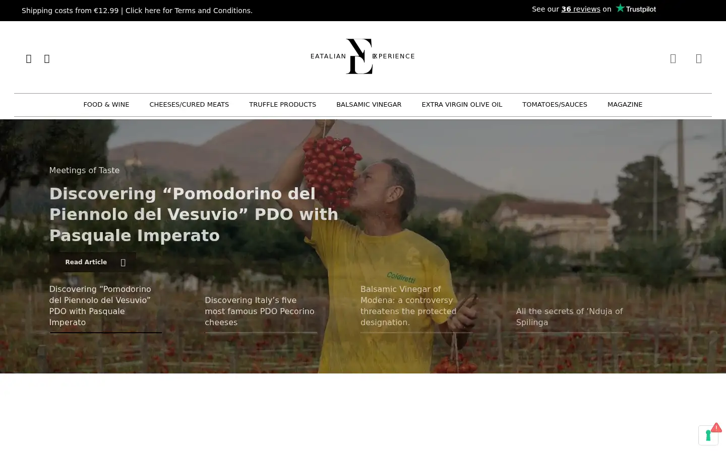 Screenshot of eatalianexperience.com